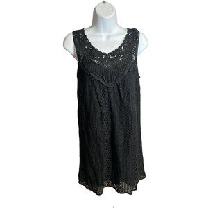 Kori Black Sleeveless Crocheted Lacy Cocktail Dress Sz S